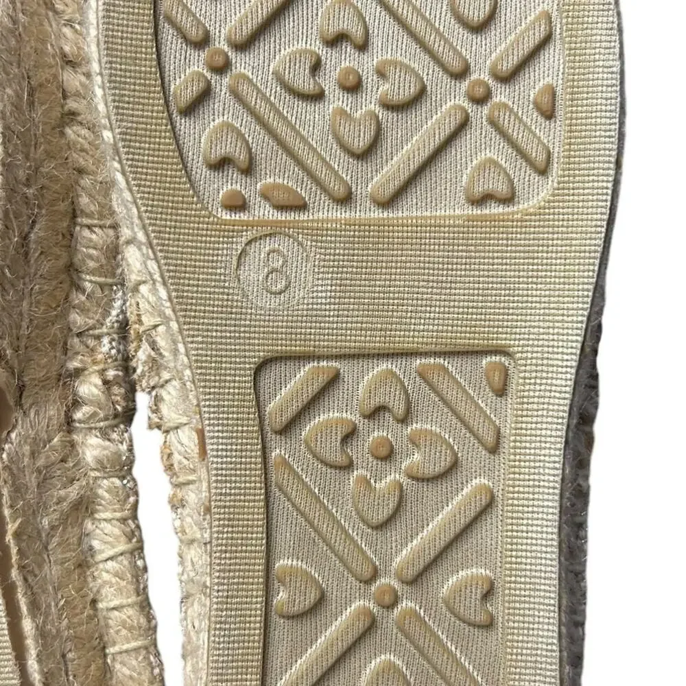 Jack Rogers Tan Canvas Gold Multi Leather Rondelles Palmer Espadrille Womens 8